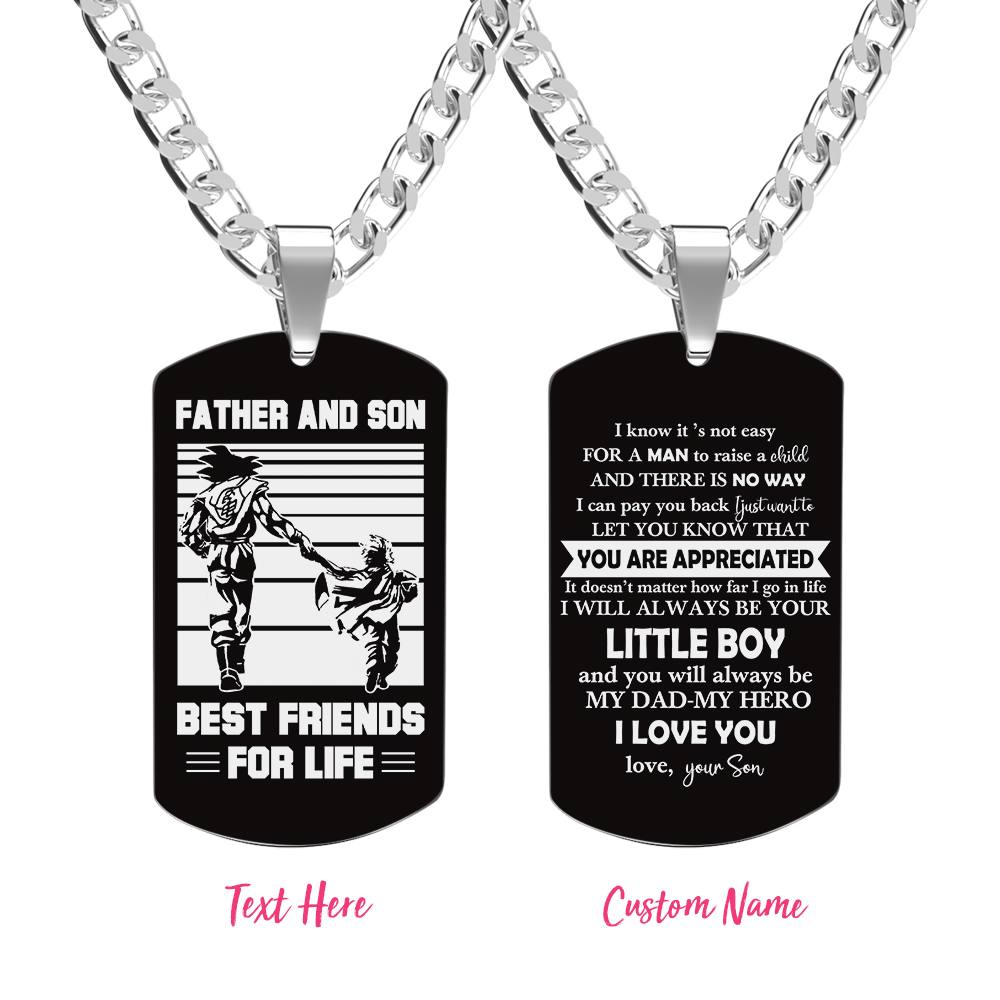 Personalized TO MY DAD Men's Necklace I KNOW IT IS NOT EASY Dog Tag Necklace Jewelry Gift for Father