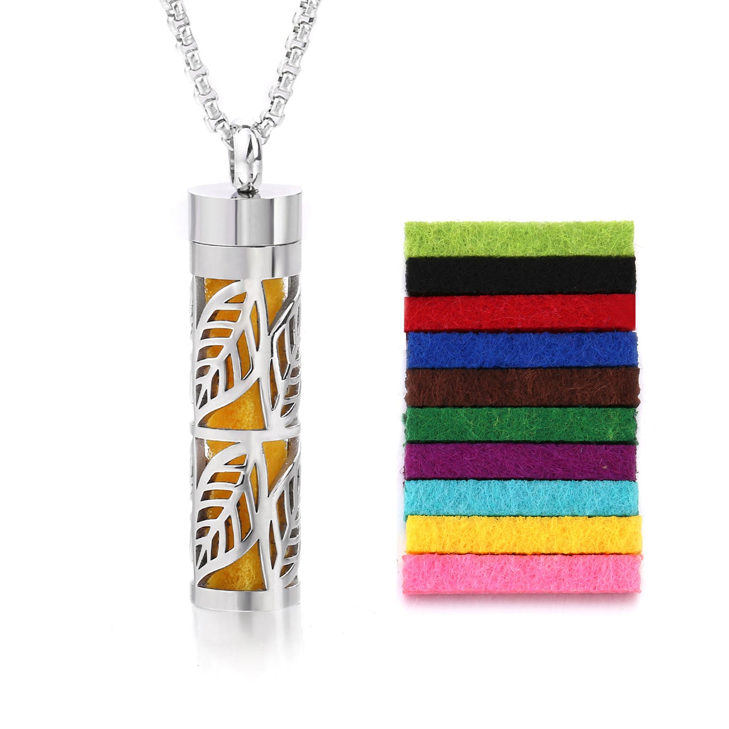 Perfume Diffuser Necklace Essential Oil Aromatherapy Stainless Steel Necklace Vertical Fragrance Pendant Necklace
