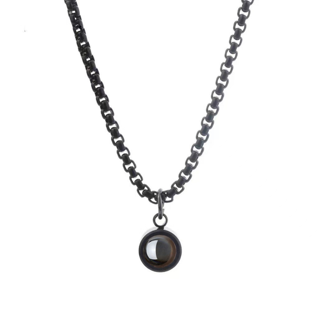 Personalized Curb Chain Photo Necklace Projection Gem Necklace Anniversary Gifts for Her