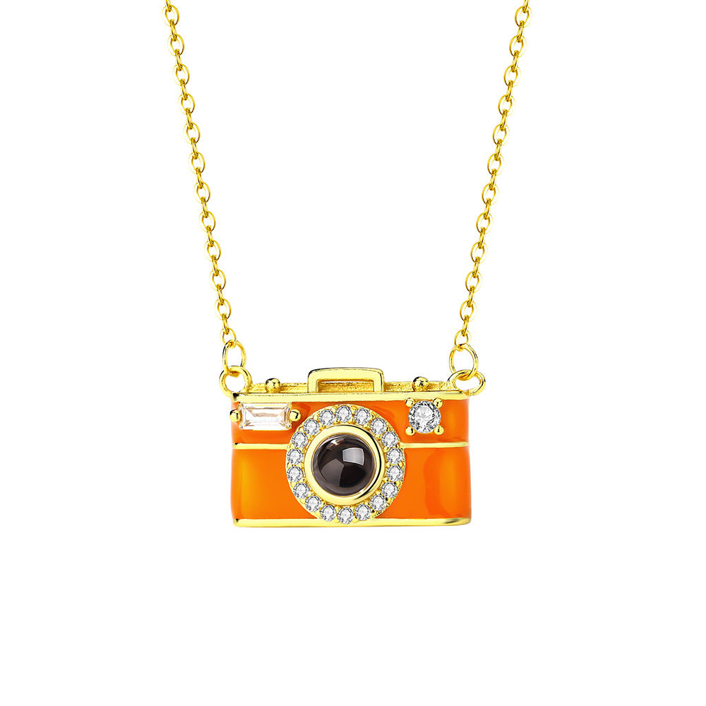 Personalized Photo Necklace I Love You 100 Languages Projection Gem Camera Necklace Anniversary Gifts for Her