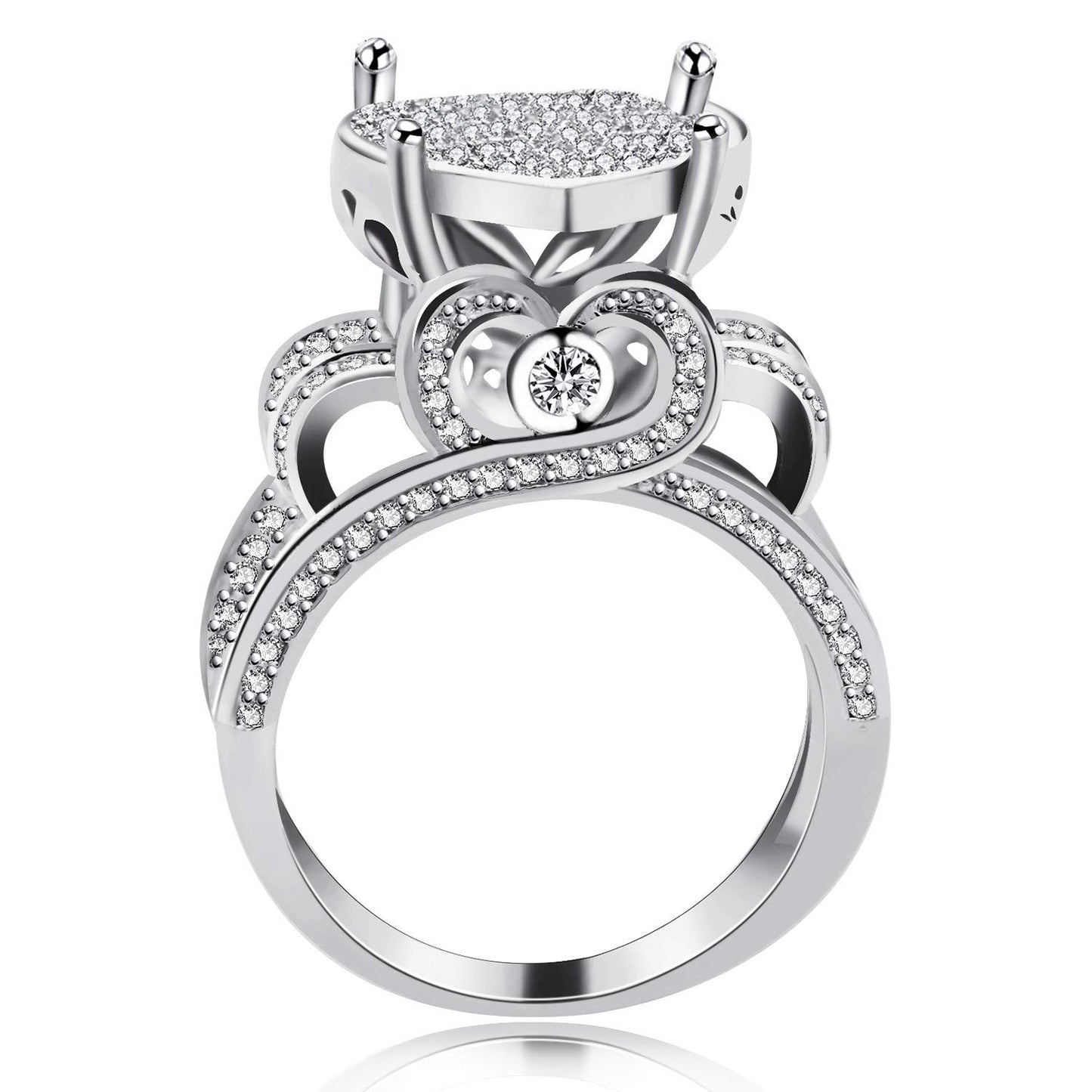 Heart Cluster Engagement Love Ring Gift For Lover
