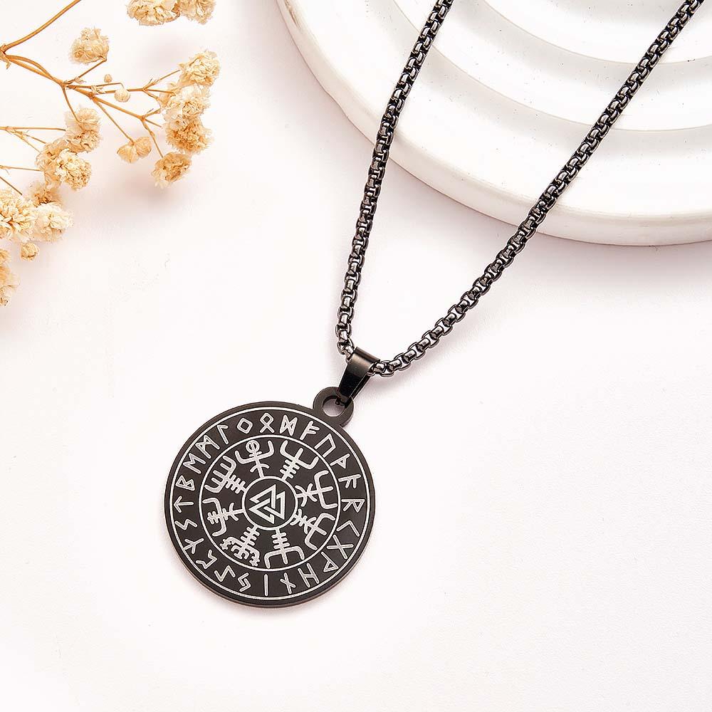 Engravable Necklace Norse Compass Viking Pendant Necklace For Men