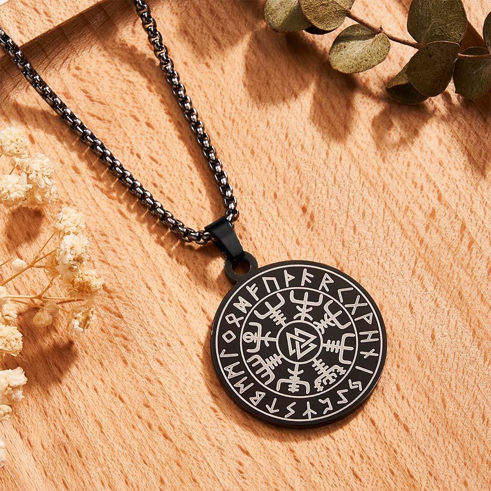 Engravable Necklace Norse Compass Viking Pendant Necklace For Men