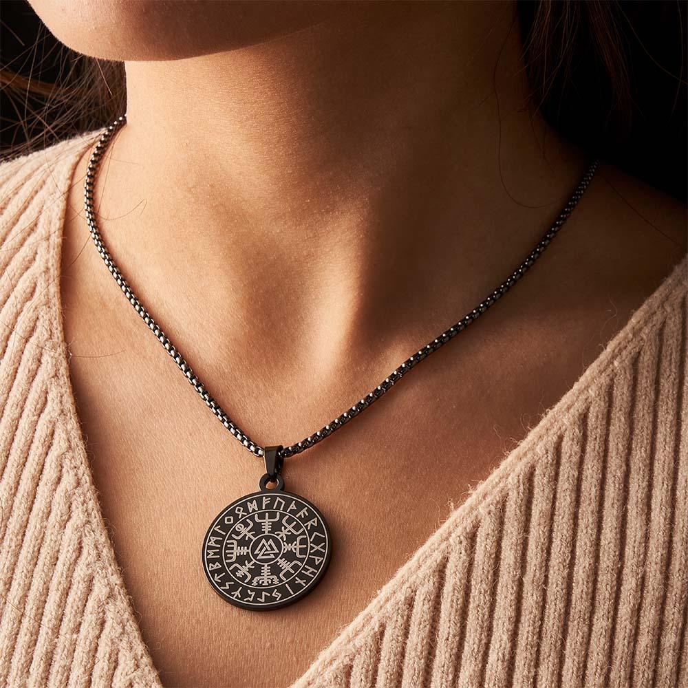 Engravable Necklace Norse Compass Viking Pendant Necklace For Men