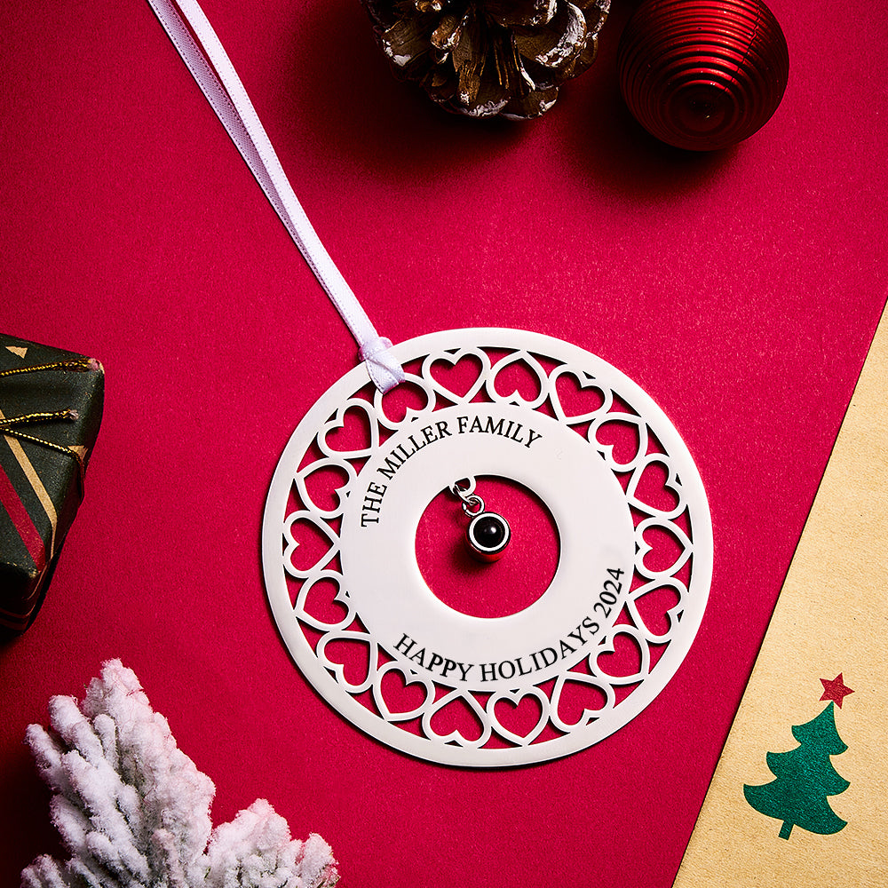 Personalized Photo Projection Ornaments Custom Photo and Text Ornaments Christmas Tree Decoration Ornaments for Christmas Gifts