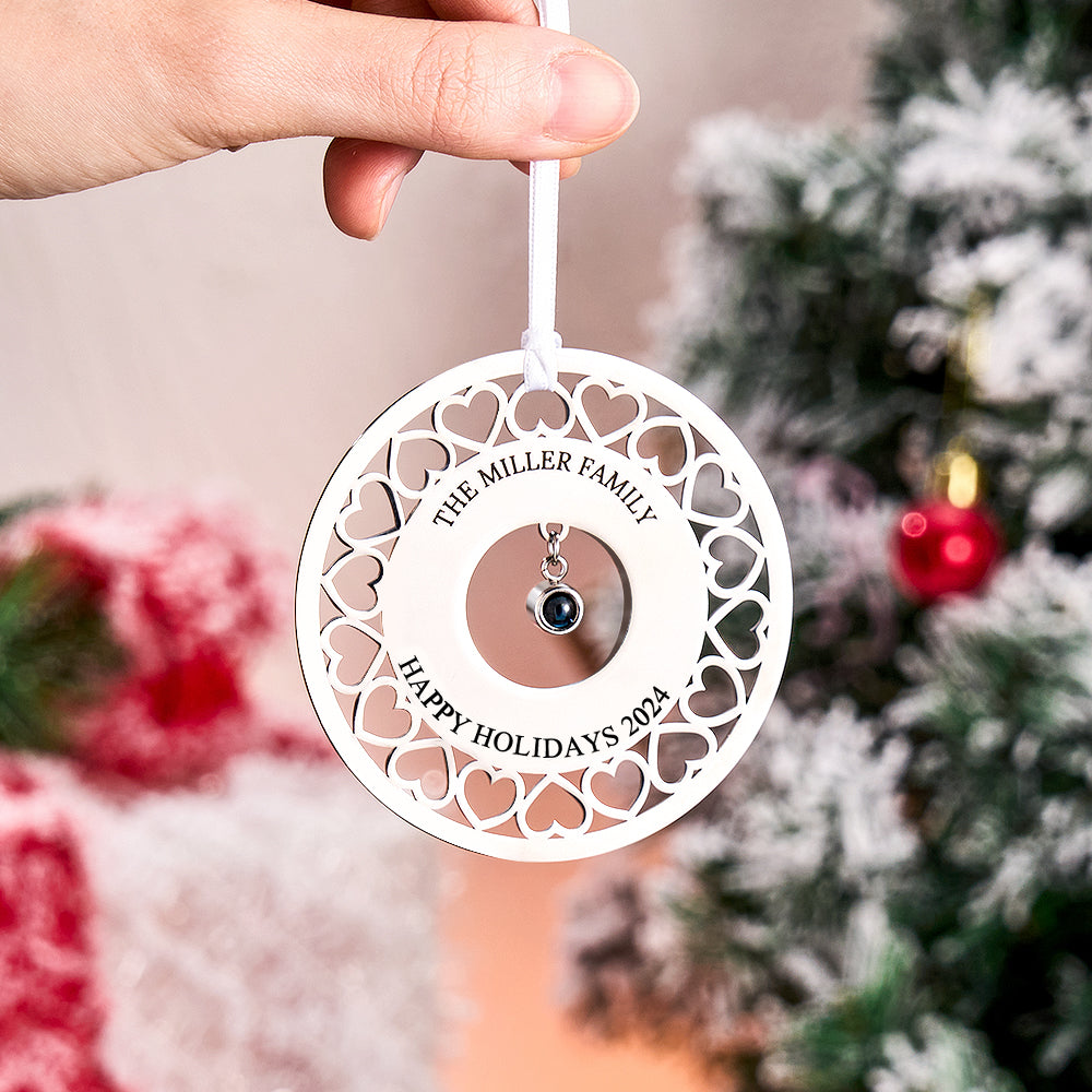 Personalized Photo Projection Ornaments Custom Photo and Text Ornaments Christmas Tree Decoration Ornaments for Christmas Gifts