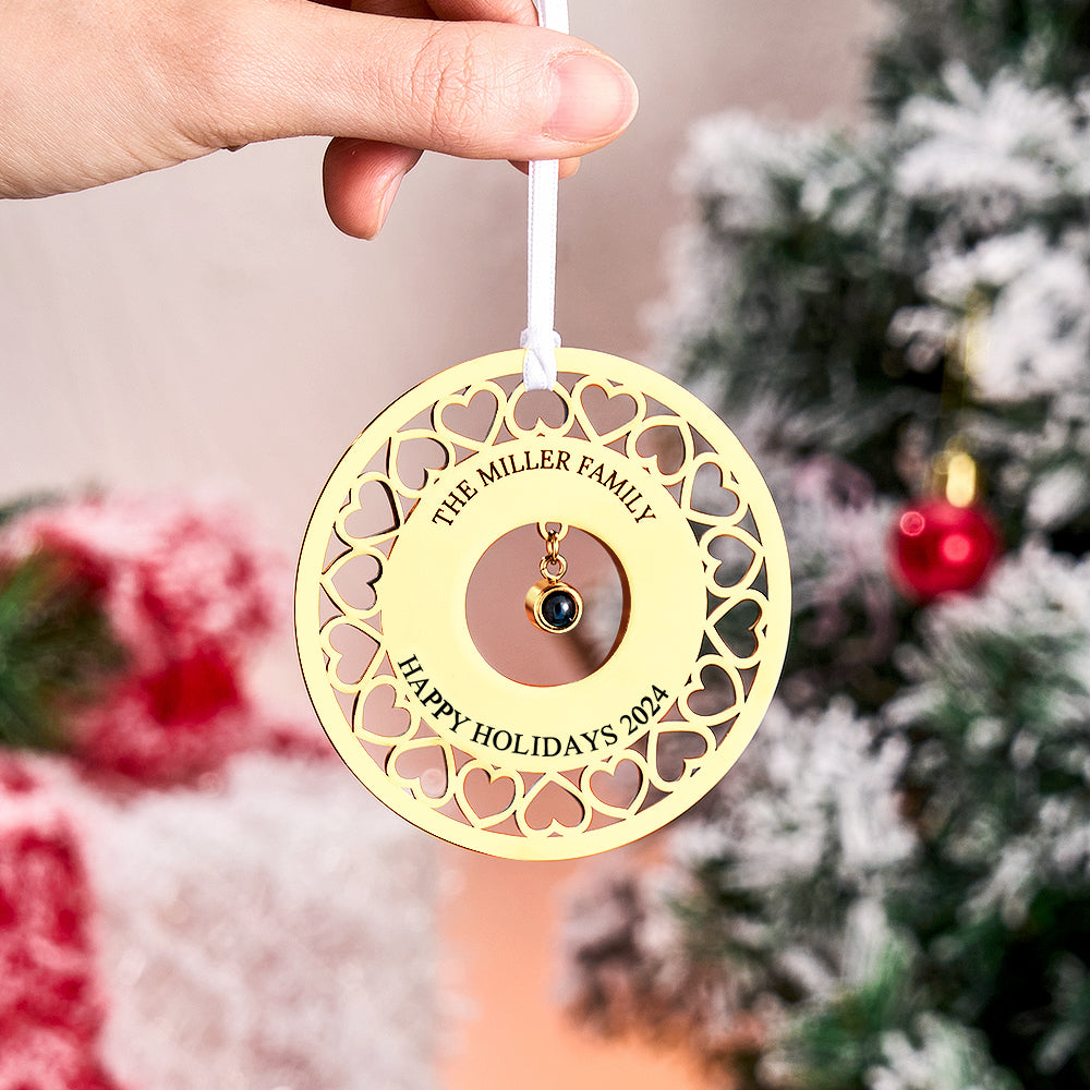 Personalized Photo Projection Ornaments Custom Photo and Text Ornaments Christmas Tree Decoration Ornaments for Christmas Gifts