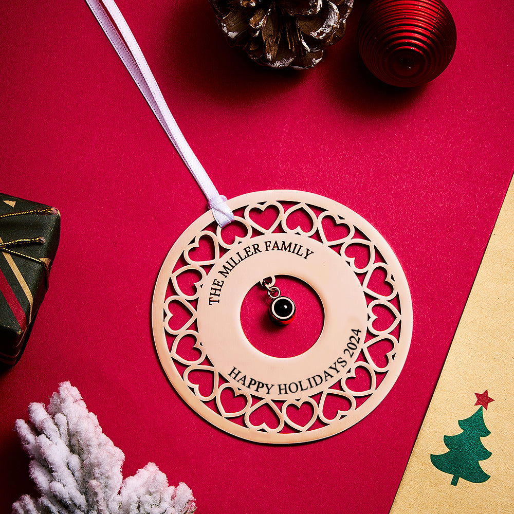Personalized Photo Projection Ornaments Custom Photo and Text Ornaments Christmas Tree Decoration Ornaments for Christmas Gifts