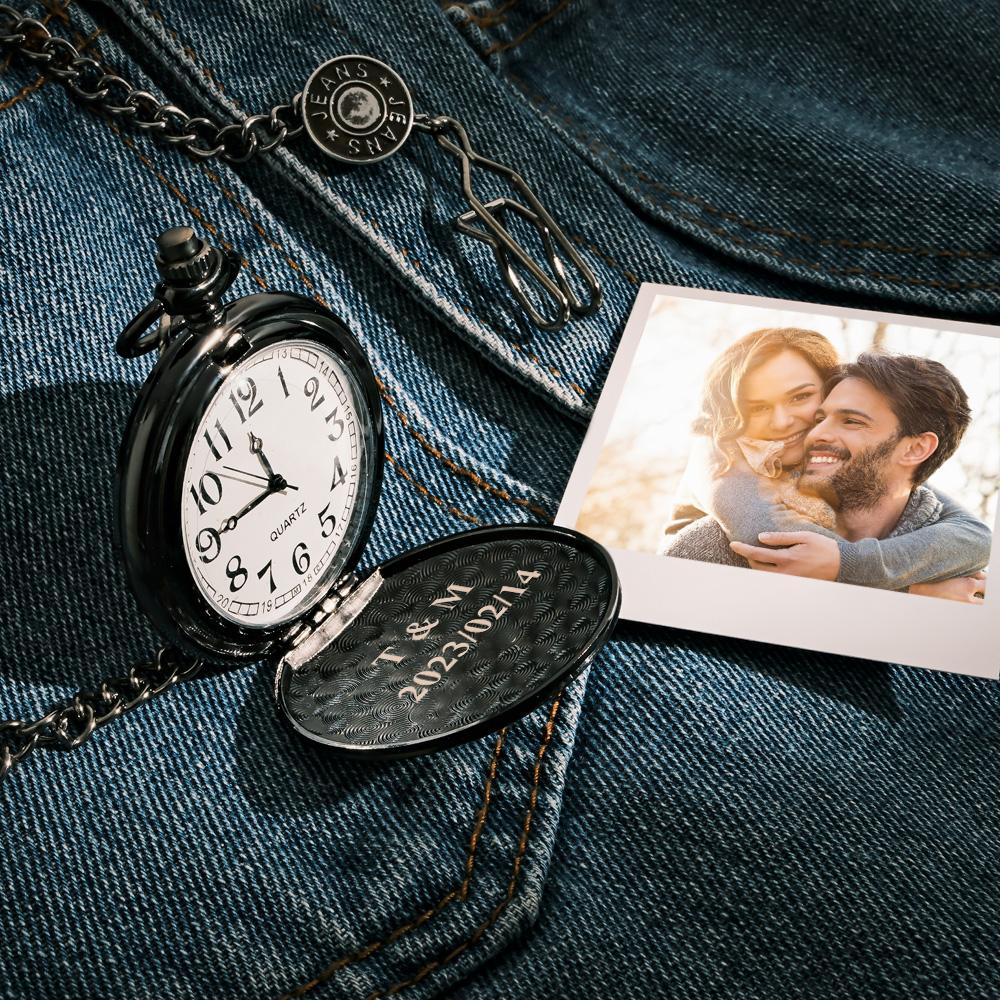 Scannable Custom Spotify Code Pocket Watch Engraved Photo Anniversary Personalised Gift