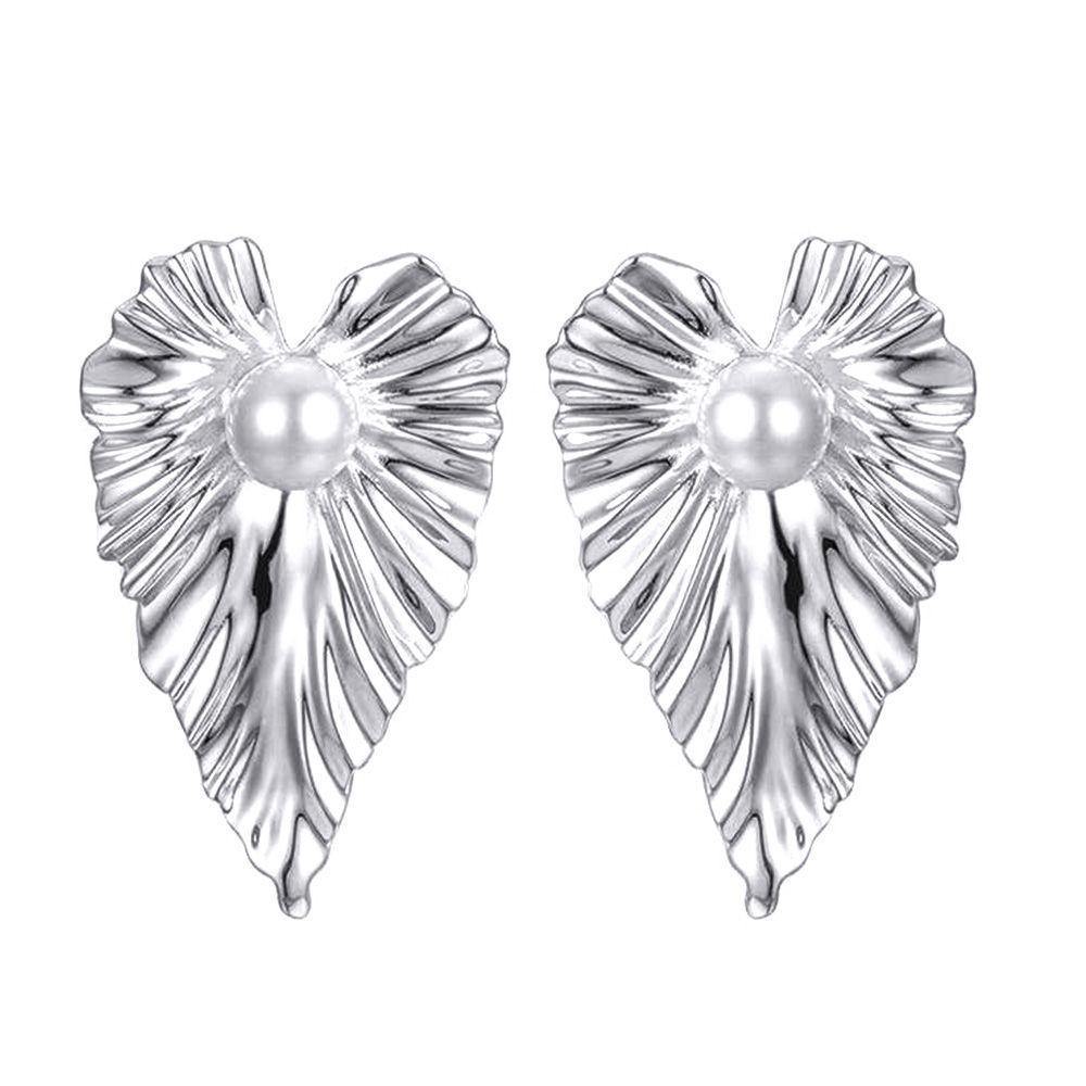 Pearl Earrings Heart Shape Cooper