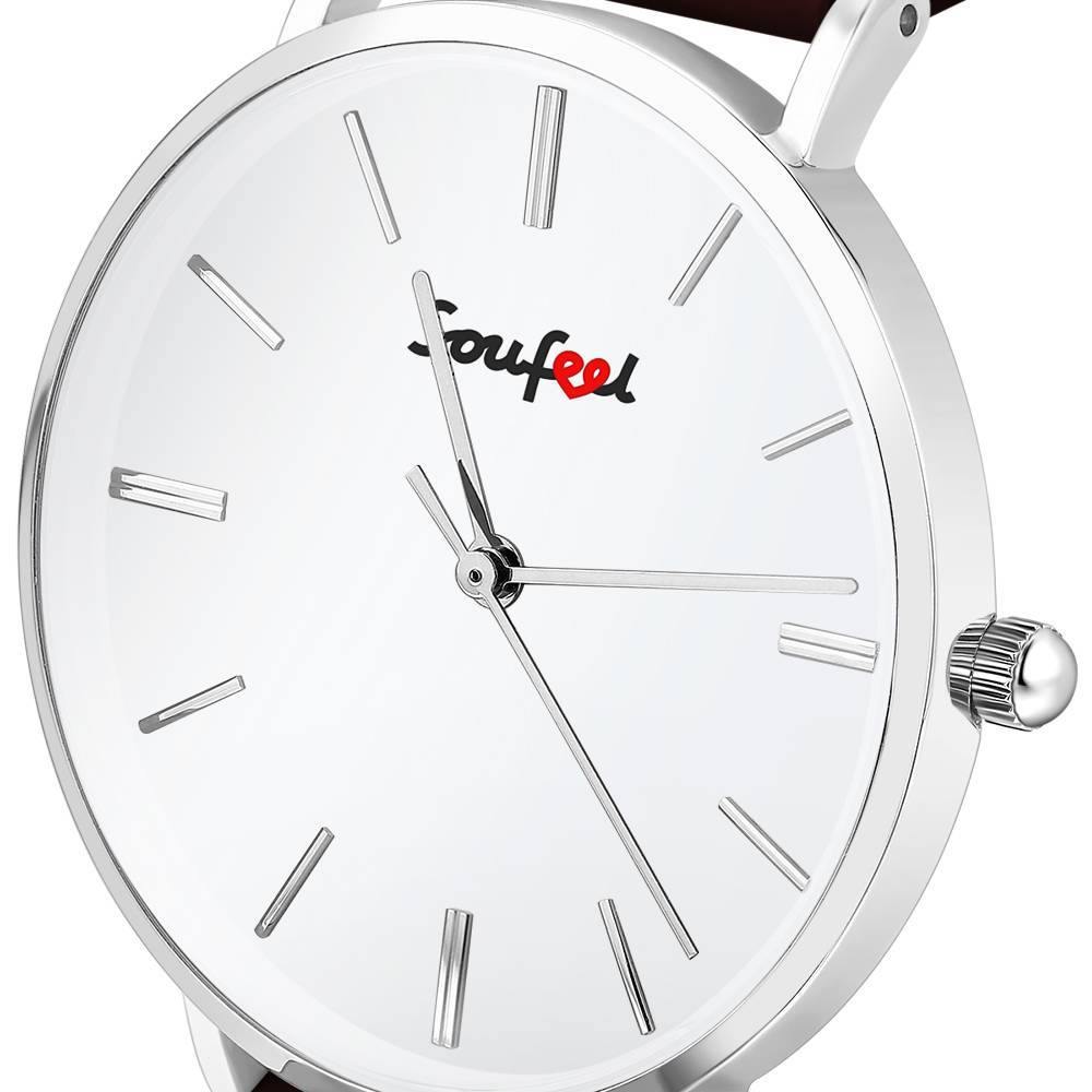 Soufeel Unisex Classic Watch Brown Leather Strap 40mm