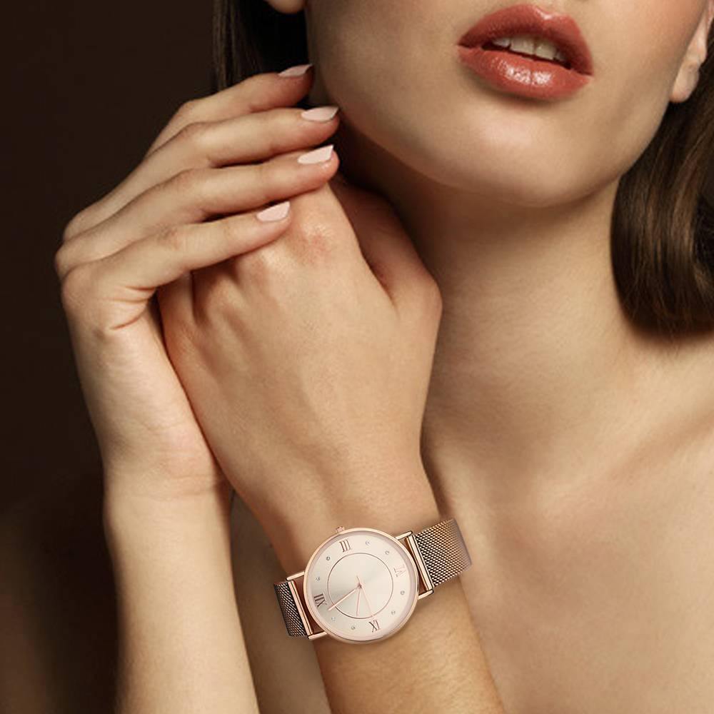 Mesh Bracelet Watch in Stainless Steel Rose Gold - Women's