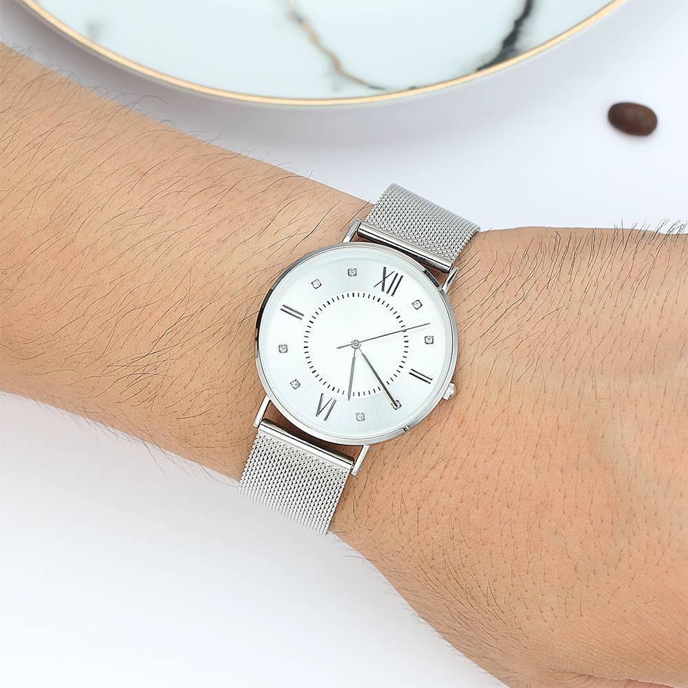 Mesh Bracelet Watch in Stainless Steel Silver - Men's