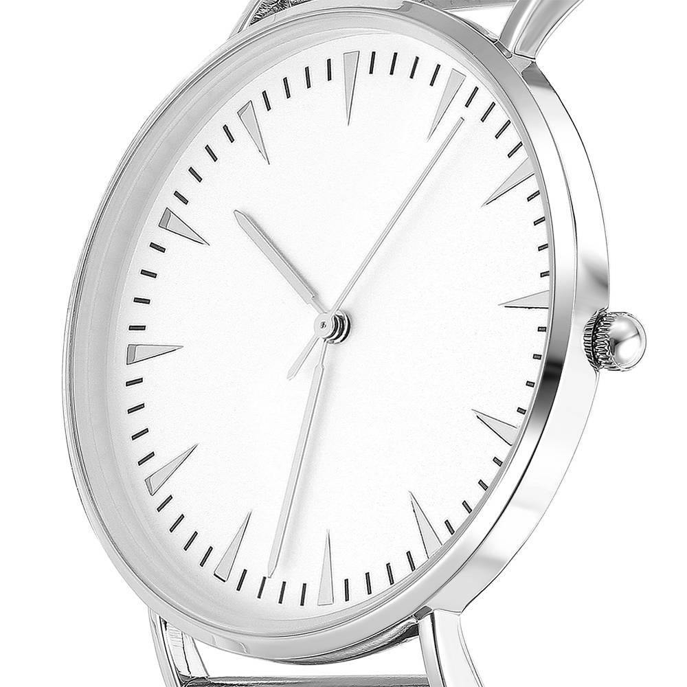 Mesh Bracelet Watch in Stainless Steel Silver Strap and White Dial - Women's
