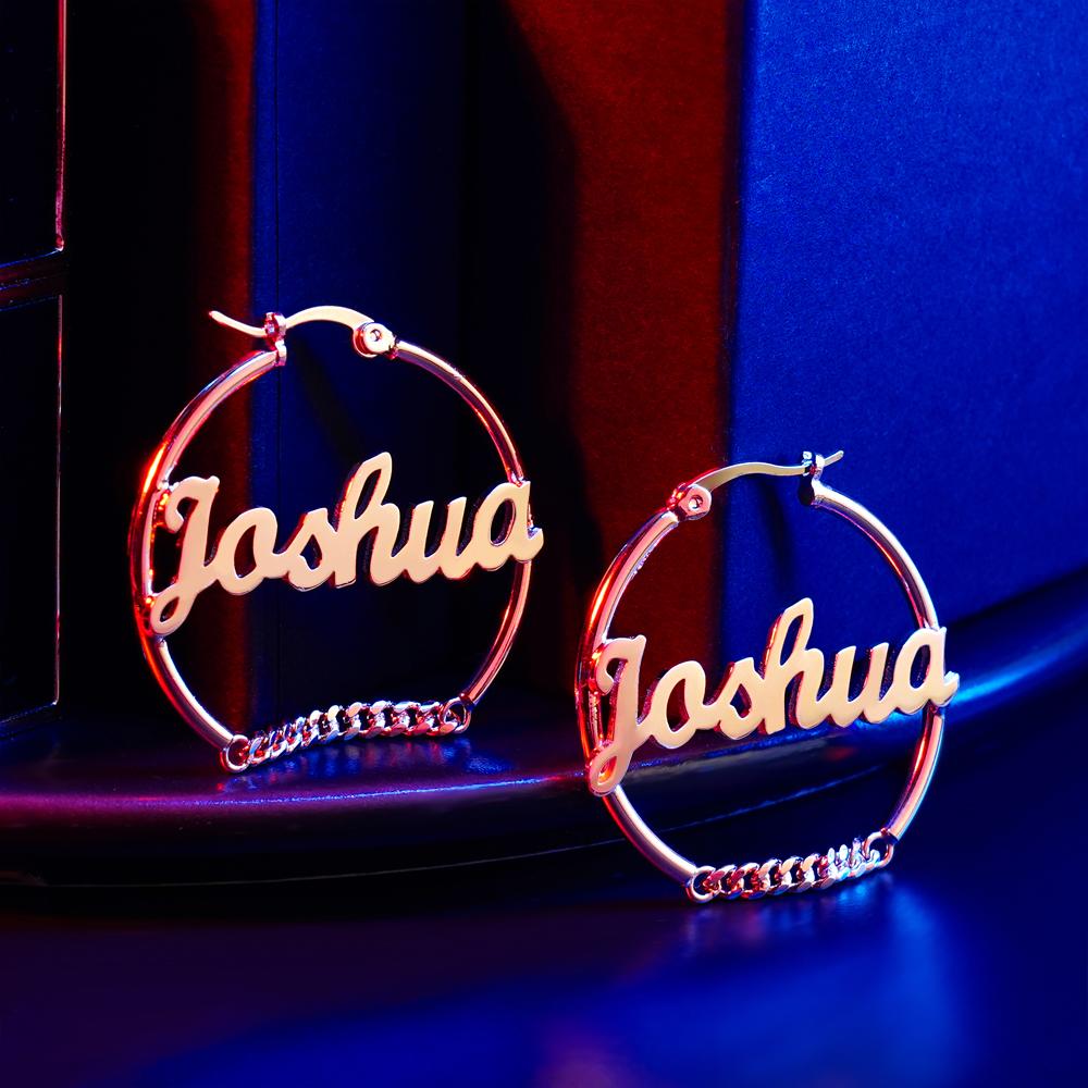 Personalized Hip Hop Name Earrings Vintage Chain Earrings Fashion Jewelry Gift For Women
