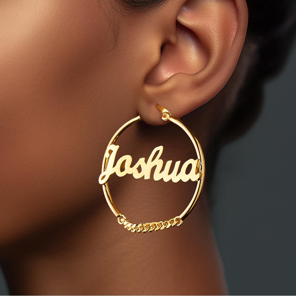 Personalized Hip Hop Name Earrings Vintage Chain Earrings Fashion Jewelry Gift For Women