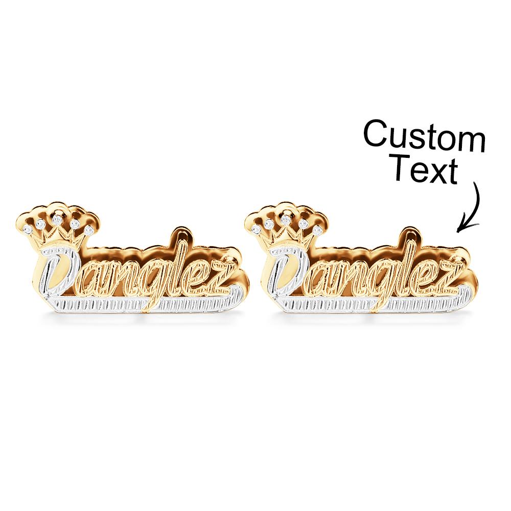 Personalized Crown Name Earrings Initial Name Hip Hop Earrings Trendy Jewelry Gift For Men