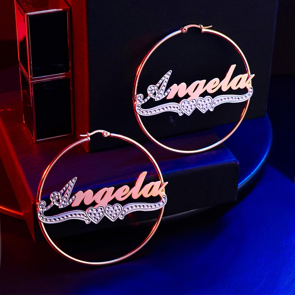 Personalized Hip Hop Name Earrings Initial Name Hoop Earrings Elegant Jewelry Gift For Girls