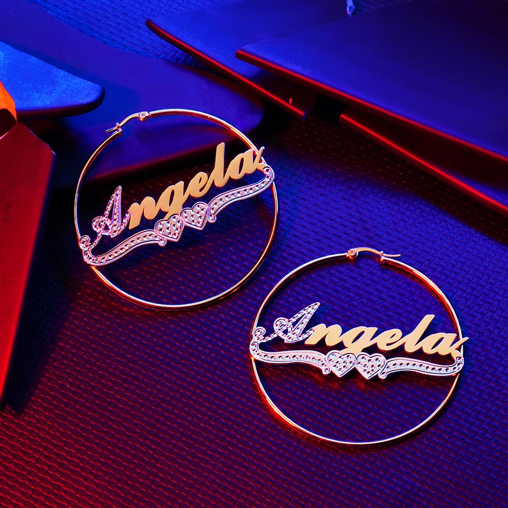 Personalized Hip Hop Name Earrings Initial Name Hoop Earrings Elegant Jewelry Gift For Girls