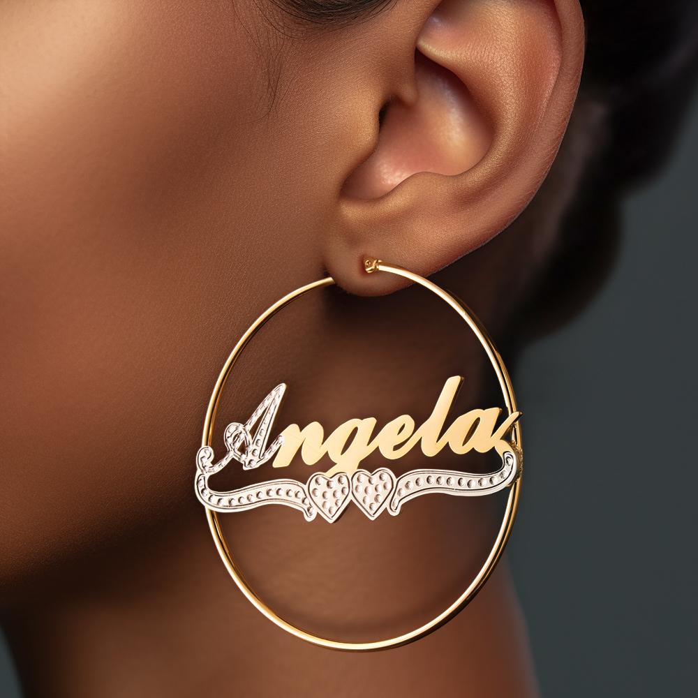 Personalized Hip Hop Name Earrings Initial Name Hoop Earrings Elegant Jewelry Gift For Girls