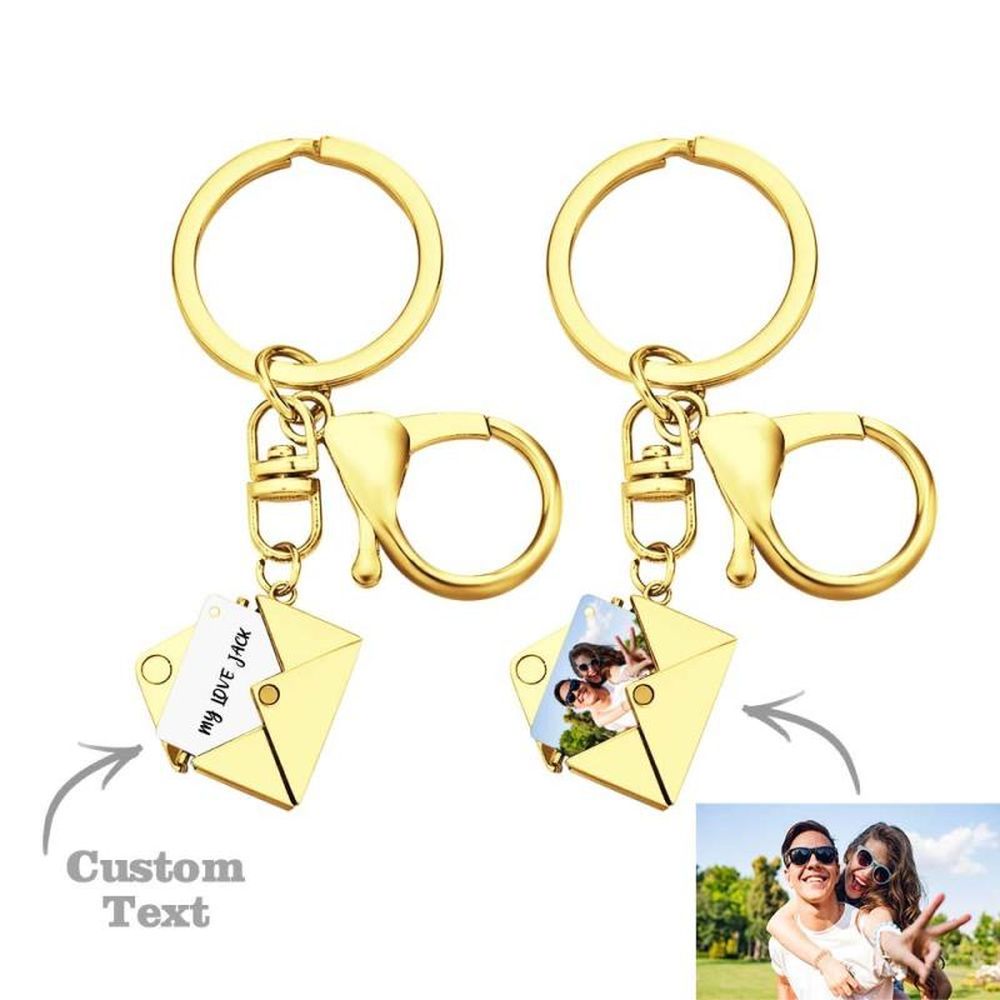 Custom Photo Necklace Engraved Text Jewelry and Key Chains Envelope Letter Secret Message Creative Gifts for Valentines' Day