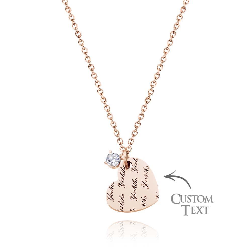Custom Engraving Heart Necklace with a Birthstone Girl Gift