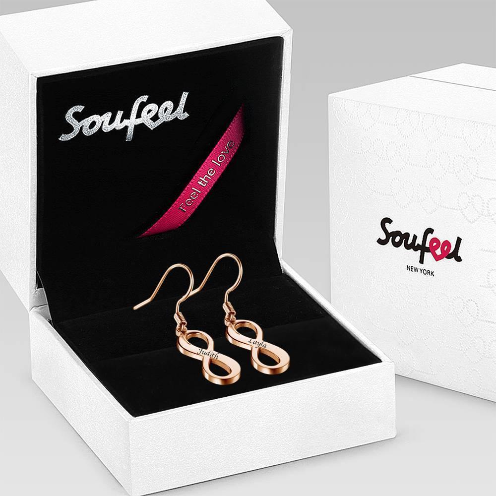 Custom Engraved Earrings Name Drop Earrings Rose Gold Plated