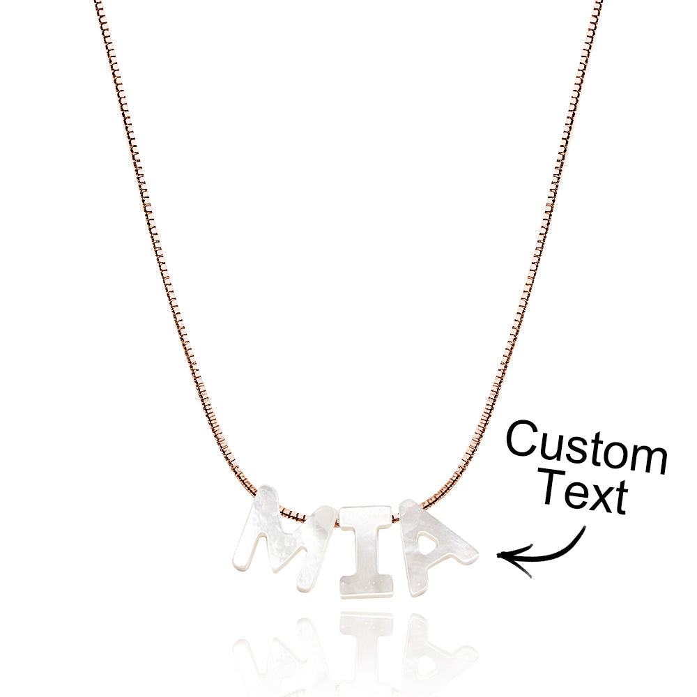 Mother of Pearl Name Necklace Custom Name Silver Necklace