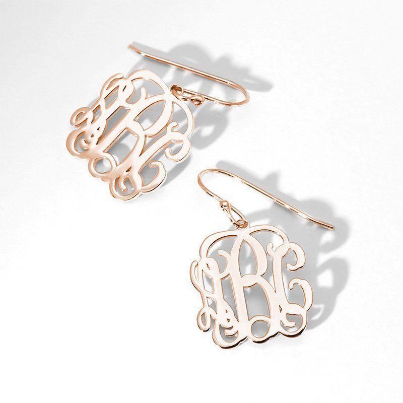 Monogram Earrings Rose Gold Plated Silver