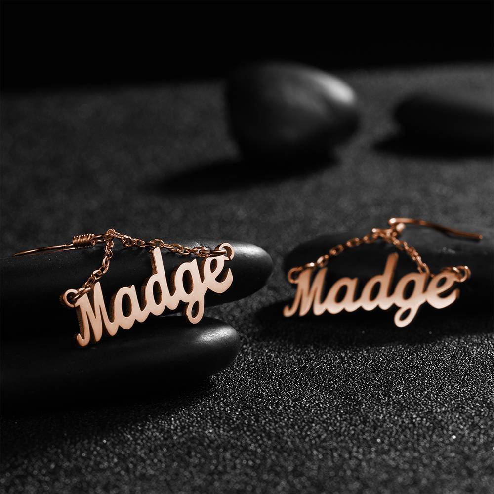 Custom Name Earrings Unique Gift Rose Gold Plated - Silver