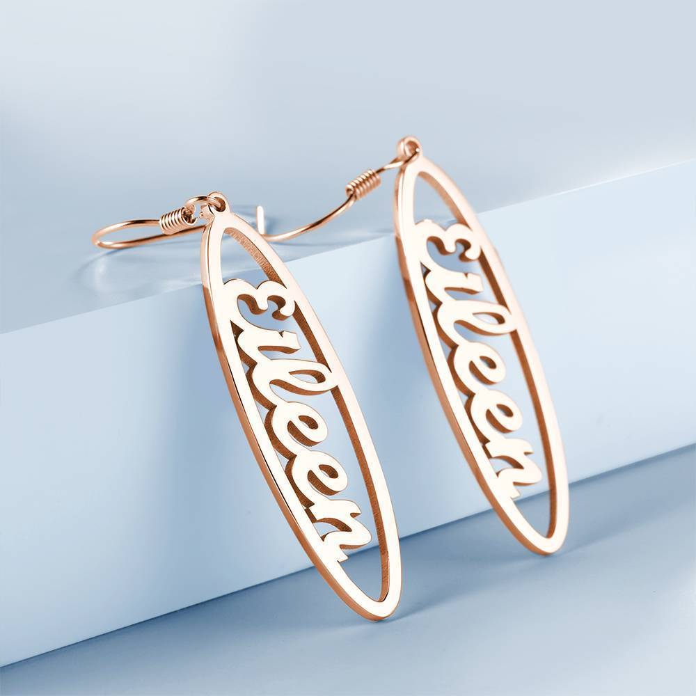 Name Earrings, Drop Earrings Simple Style Rose Gold Plated