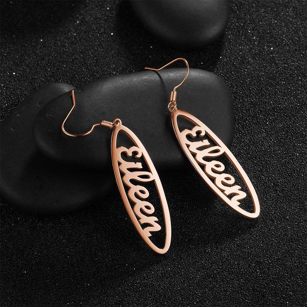 Name Earrings, Drop Earrings Simple Style Rose Gold Plated