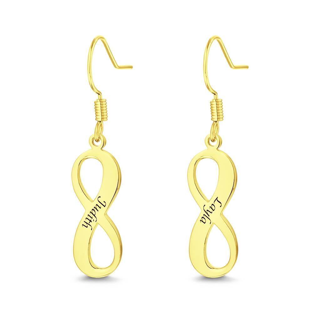 Custom Engraved Earrings Name Drop Earrings Rose Gold Plated