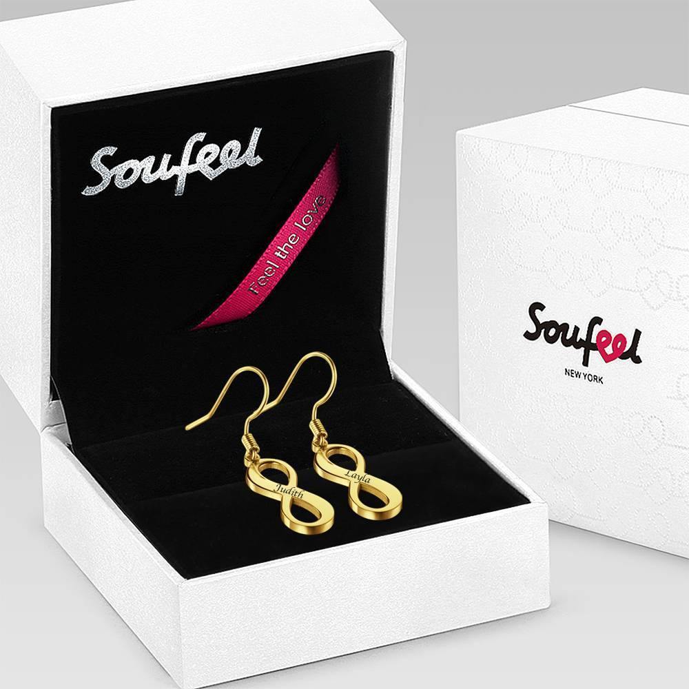 Custom Engraved Earrings with Infinity Earrings 14K Gold Plated