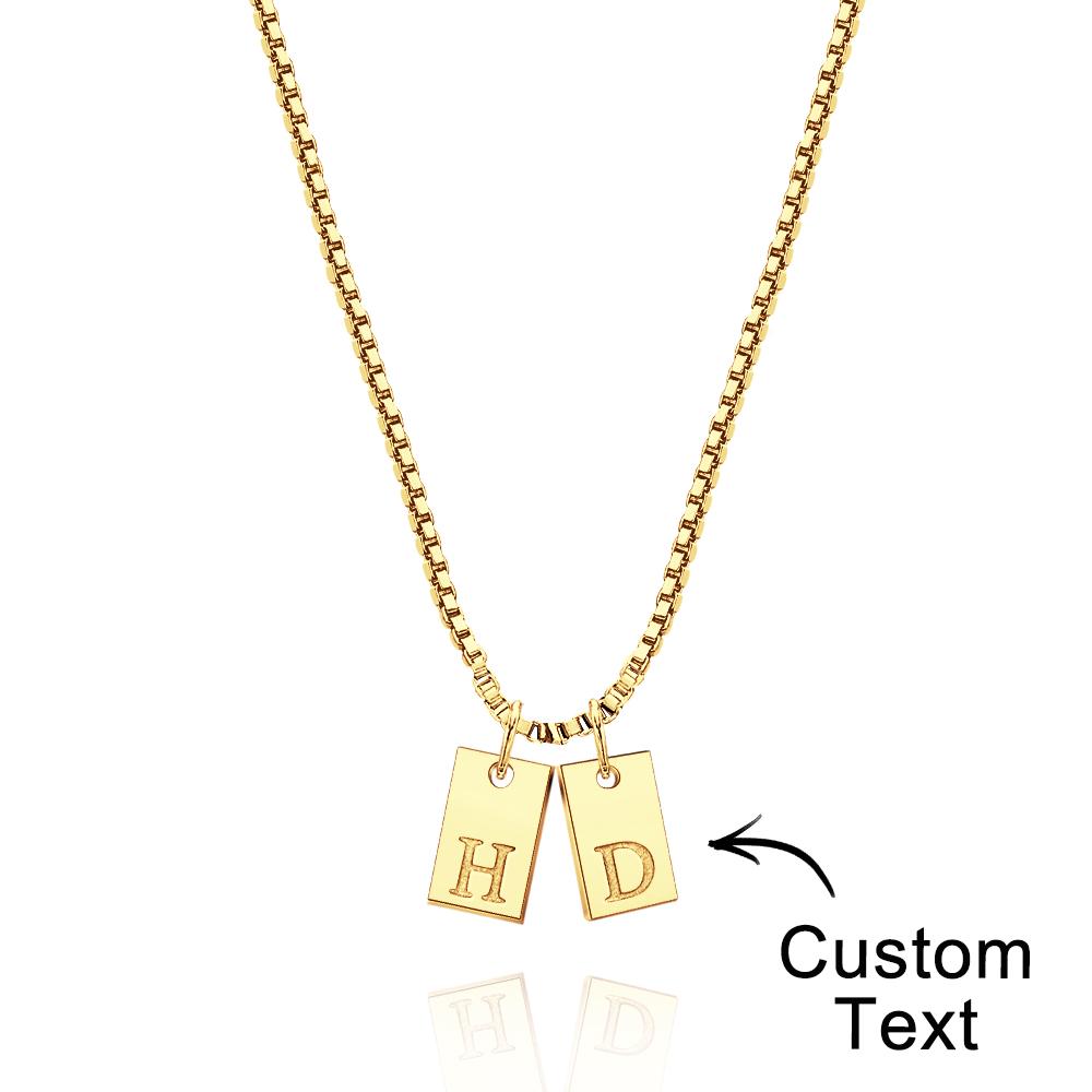 Custom Engraved Necklace Multiple Bar Initial Letter Charm Gifts