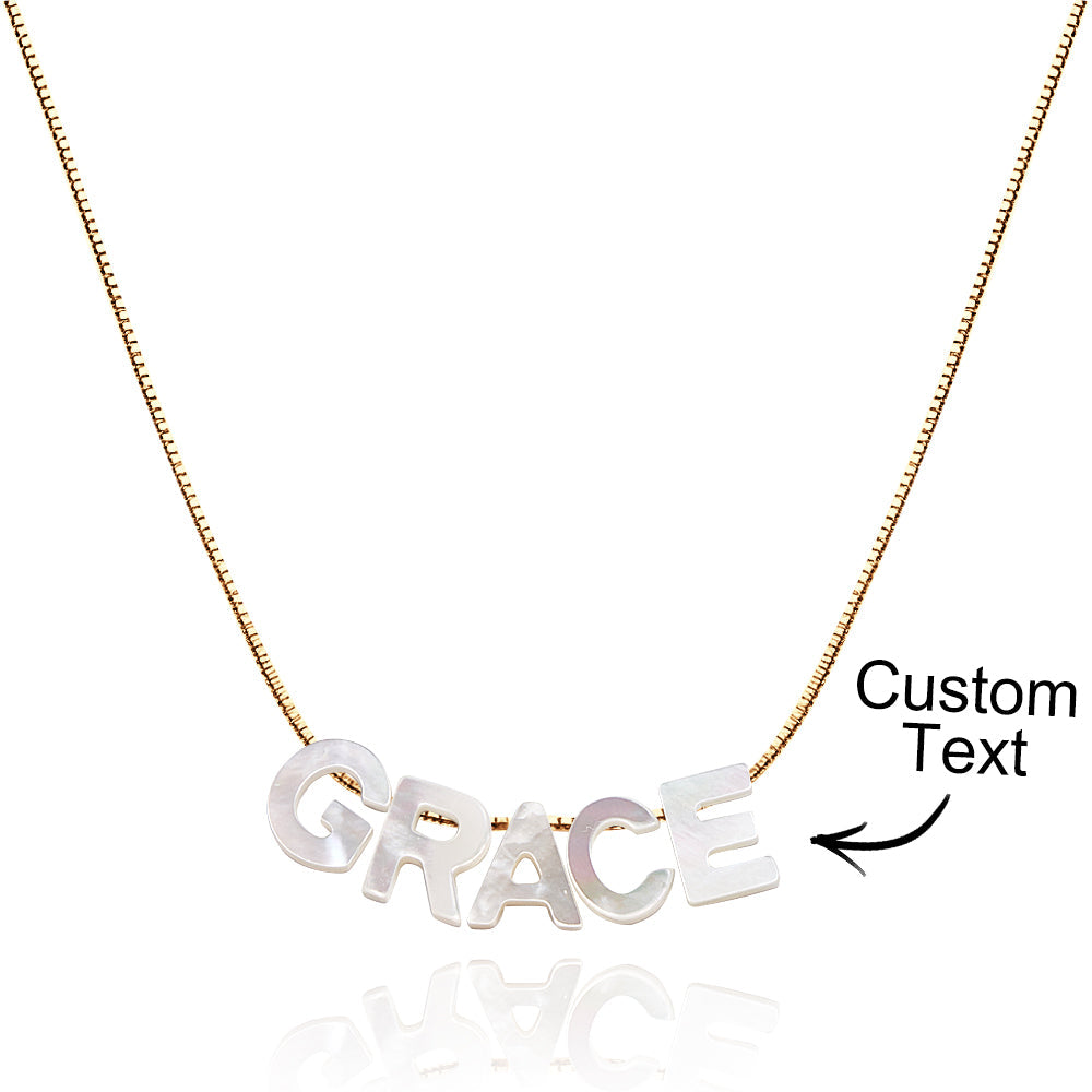 Mother of Pearl Name Necklace Custom Name Silver Necklace