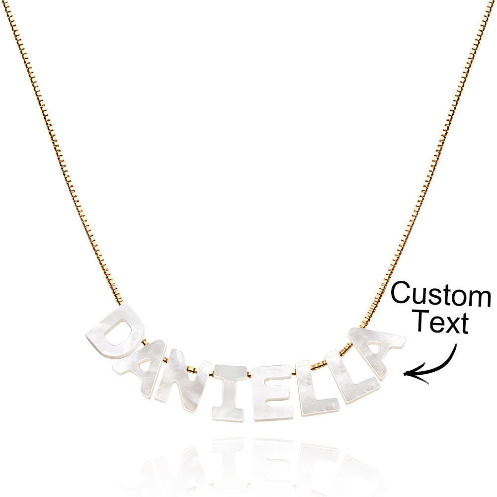 Mother of Pearl Name Necklace Custom Name Silver Necklace