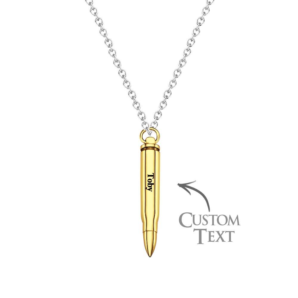 Custom Name Necklace Metal Bullet Cool Gift for Men