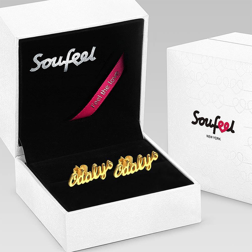 Custom Name Earrings, Name Studs 14K Gold Plated - Silver