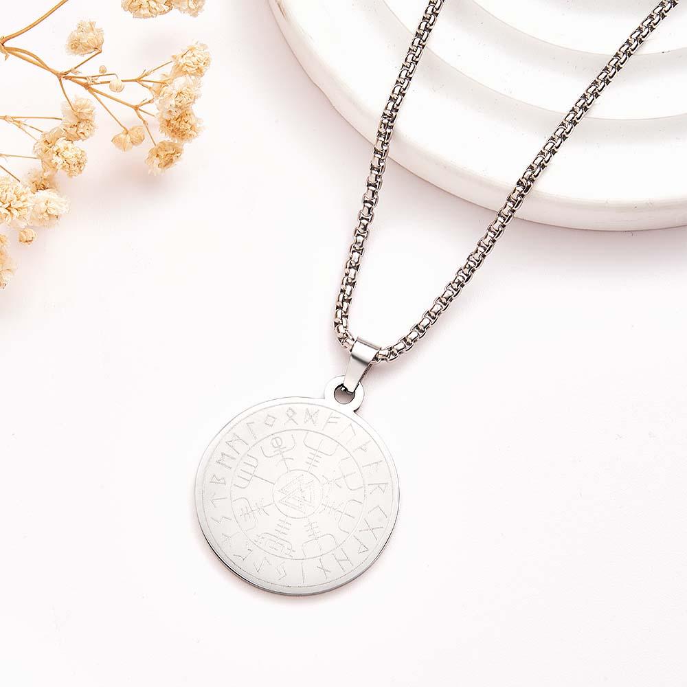 Engravable Necklace Norse Compass Viking Pendant Necklace For Men