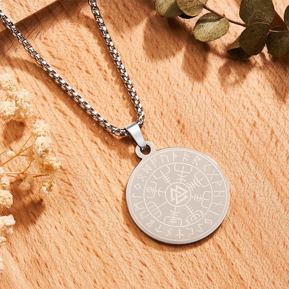 Engravable Necklace Norse Compass Viking Pendant Necklace For Men