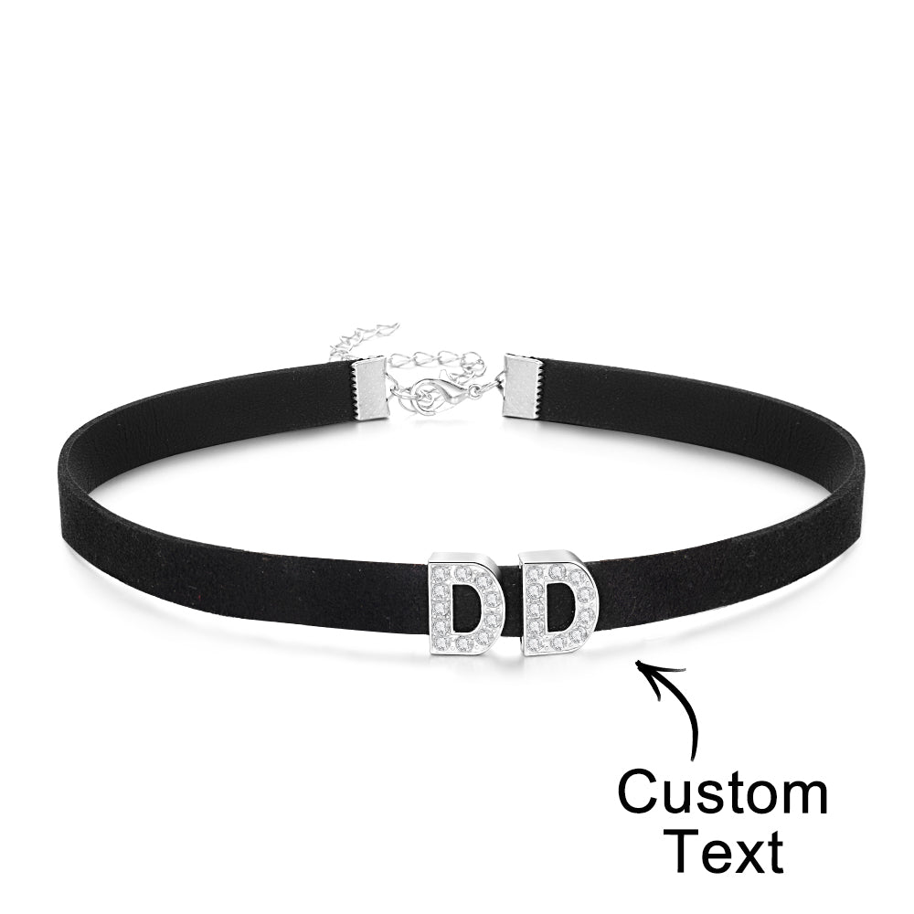 Custom Fashion Letter Necklace Black Leather Choker Collar Personalized Sexy Party Name Necklace Jewelry