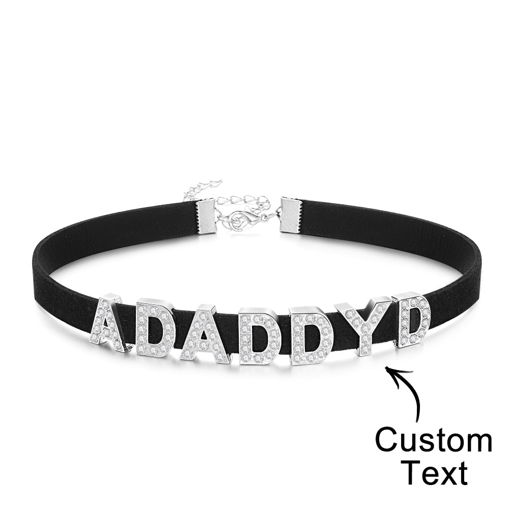Custom Fashion Letter Necklace Black Leather Choker Collar Personalized Sexy Party Name Necklace Jewelry