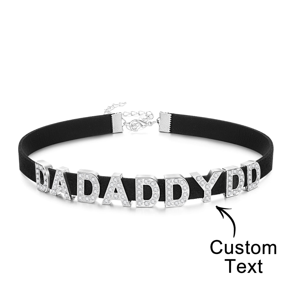 Custom Fashion Letter Necklace Black Leather Choker Collar Personalized Sexy Party Name Necklace Jewelry