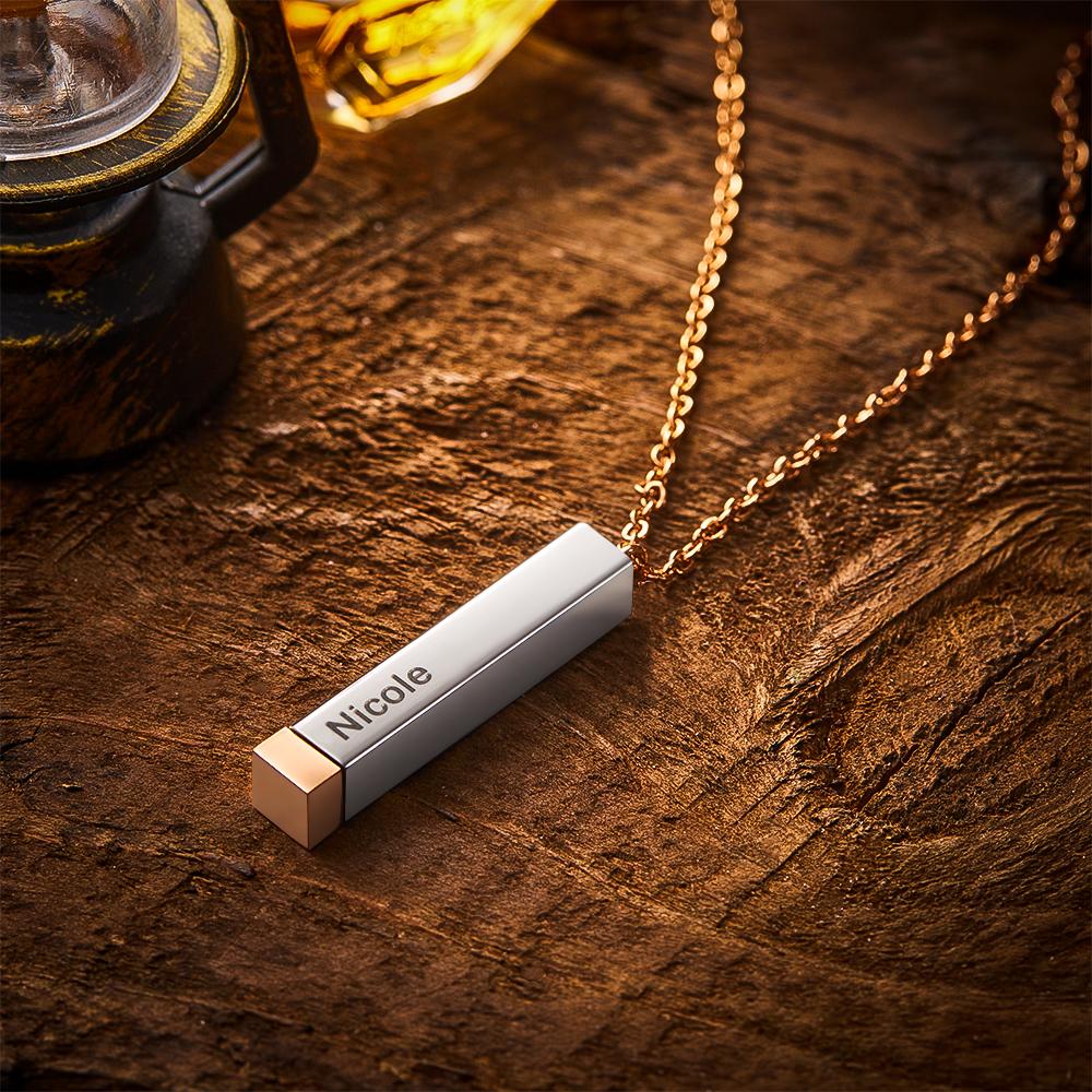 Hidden Message Necklace Custom Engraved Necklaces Pull-out Lettering Necklace Bar Necklace Gifts For Her