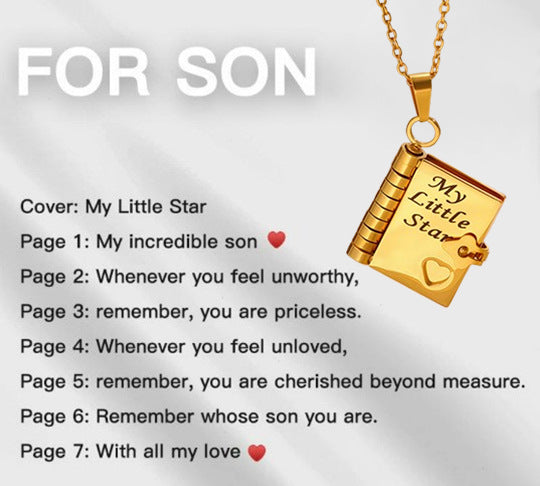 Flip Book Necklace My Little Star Book Necklace for Daughter Necklace A Letter to My Son in a Locket Family Gifts