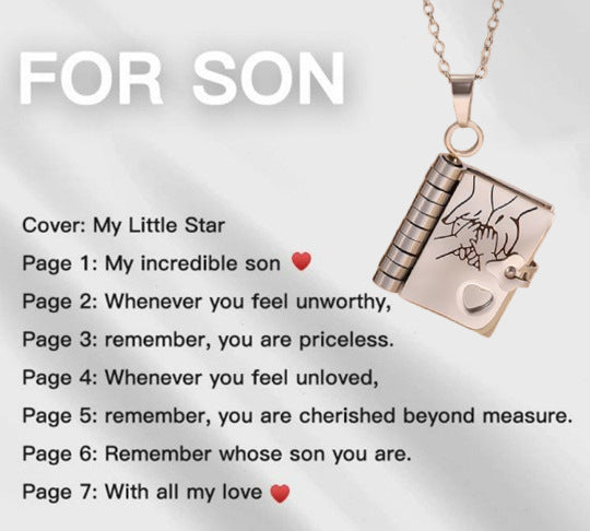 Flip Book Necklace My Little Star Book Necklace for Daughter Necklace A Letter to My Son in a Locket Family Gifts