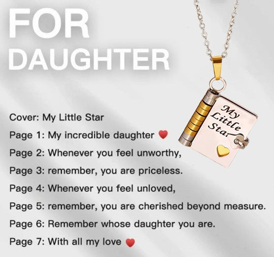 Flip Book Necklace My Little Star Book Necklace for Daughter Necklace A Letter to My Son in a Locket Family Gifts