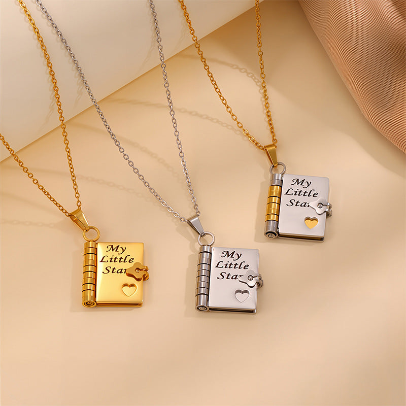 Flip Book Necklace My Little Star Book Necklace for Daughter Necklace A Letter to My Son in a Locket Family Gifts