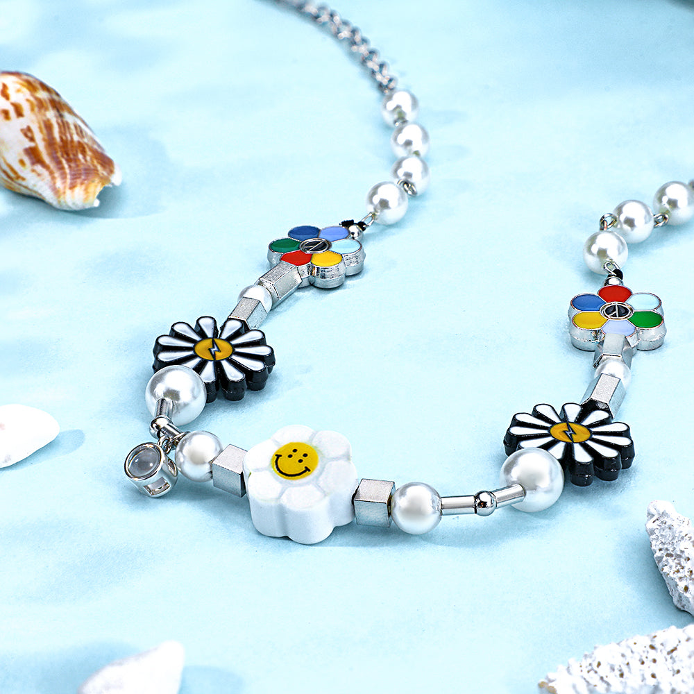 Custom Projection Neckalce Daisy Smile Funny Colorful Gift